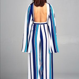Long Sleeve Stripe Jumpsuit